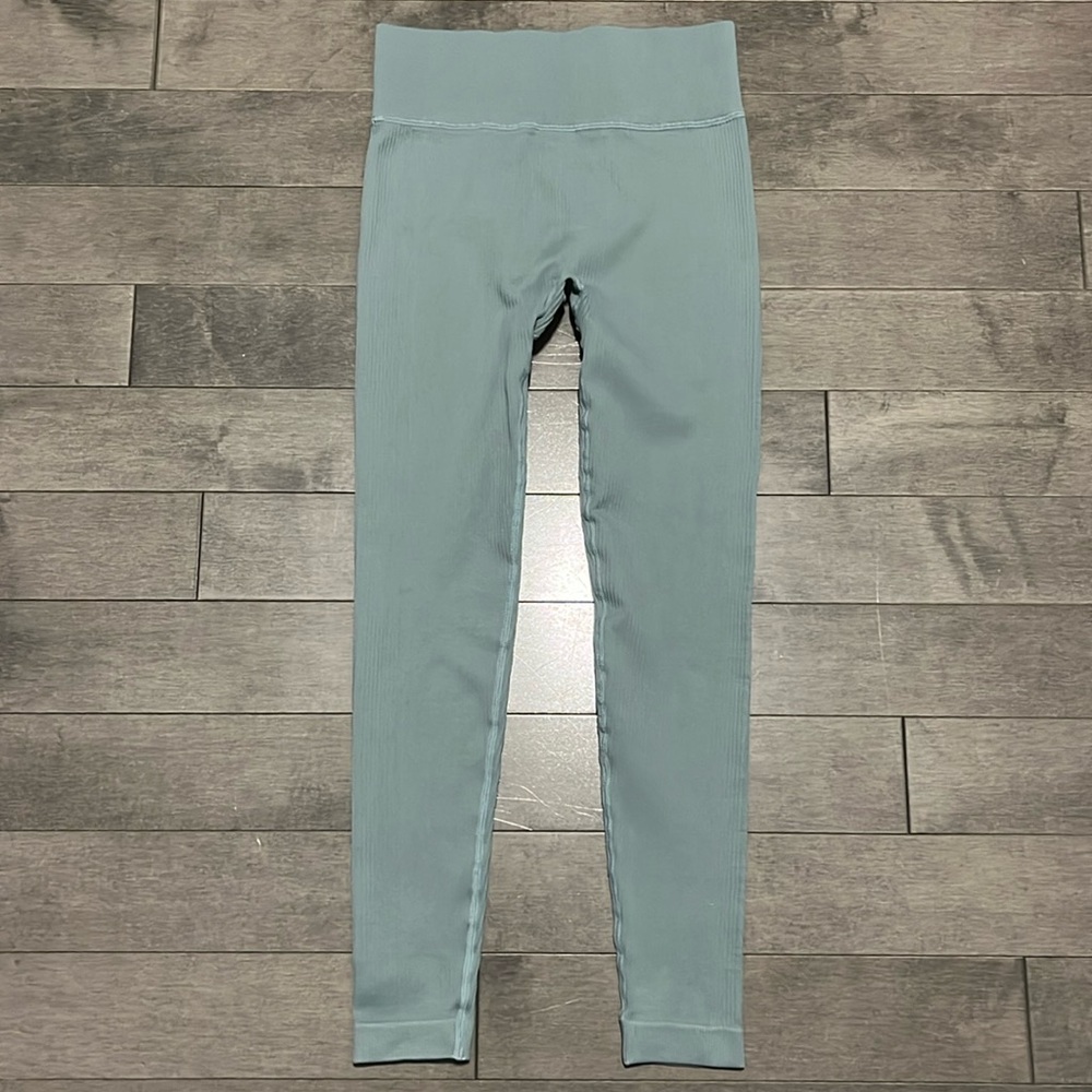 AliExpress Seamless Ribbed Leggings - Light Teal - Small